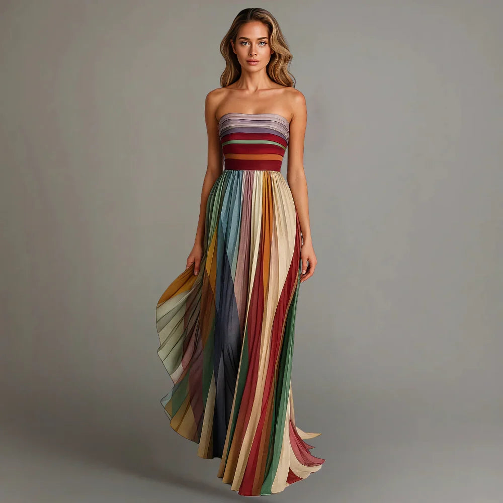 Élodie | Robe Plissée Multicolore